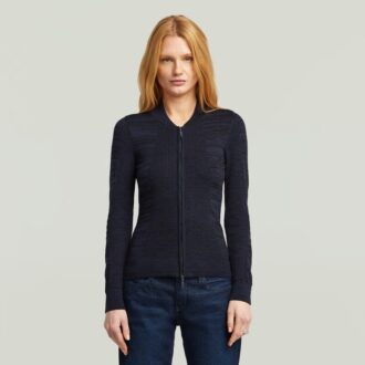 3D Biker Knit Slim Full Zip Stickad