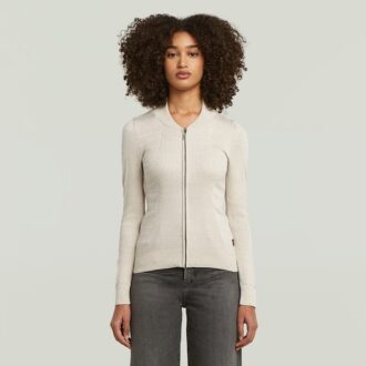 3D Biker Knit Slim Full Zip Stickad