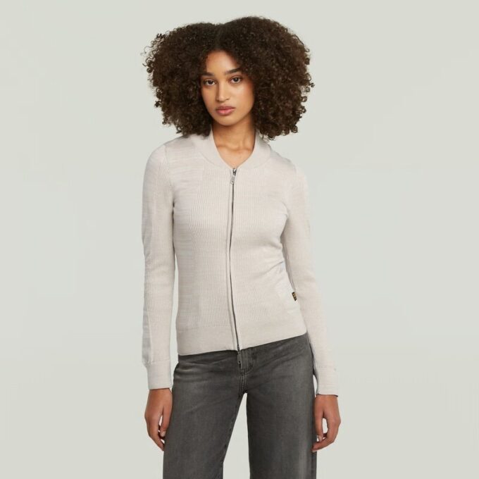 3D Biker Knit Slim Full Zip Stickad 3D Biker Knit Slim Full Zip Stickad