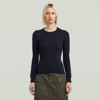 3D Biker Stickad Slim Pullover