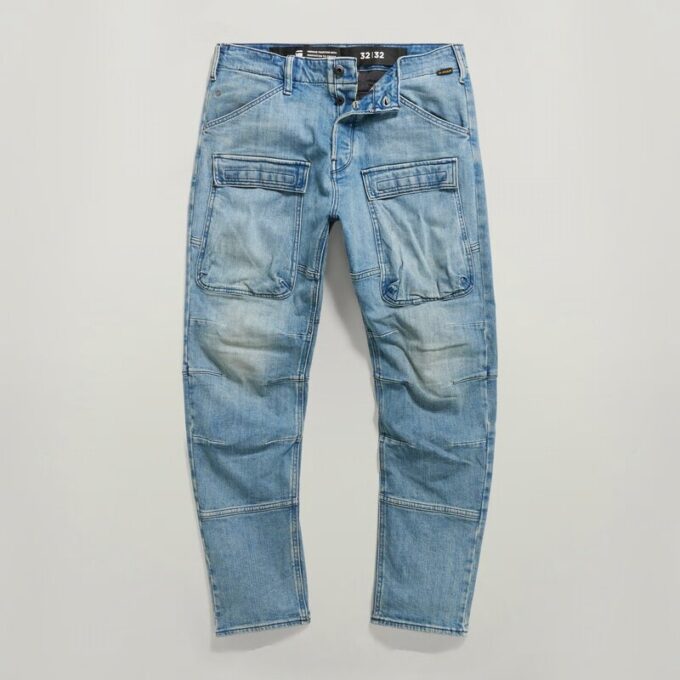 3D Raka Avsmalnande Denim Cargobyxor 3D Raka Avsmalnande Denim Cargobyxor