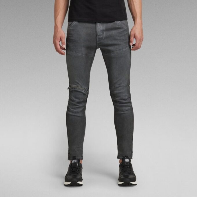 5620 3D Dragkedja Knä Skinny Jeans