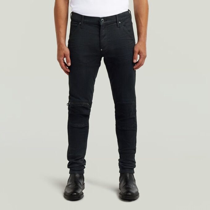 5620 3D Dragkedja Knä Skinny Jeans