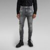 5620 3D Dragkedja Knä Skinny Jeans