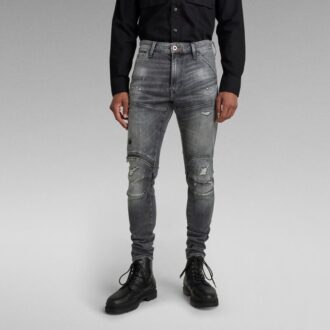 5620 3D Dragkedja Knä Skinny Jeans