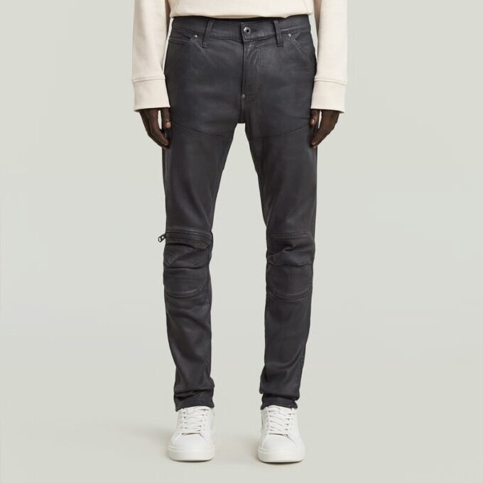 5620 3D Dragkedja Knä Skinny Jeans