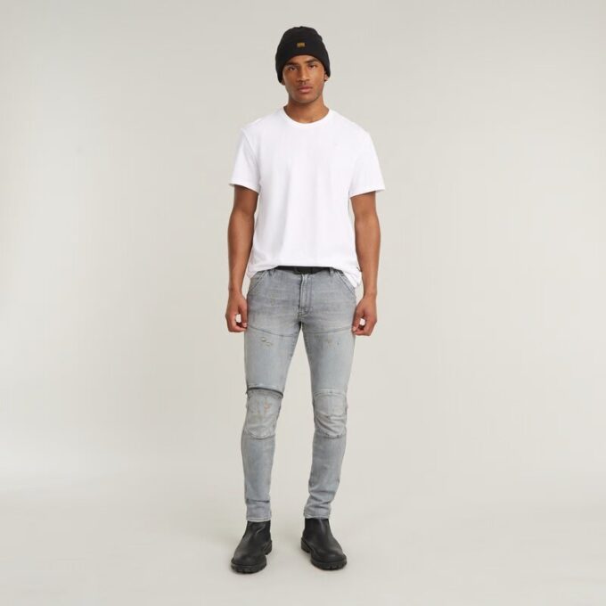 5620 3D Dragkedja Knä Skinny Jeans