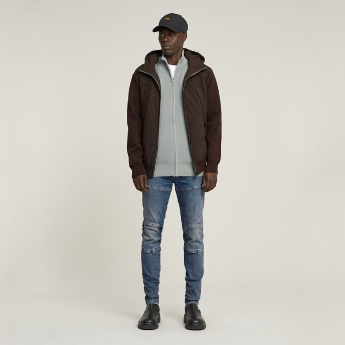 5620 3D Dragkedja Knä Skinny Jeans