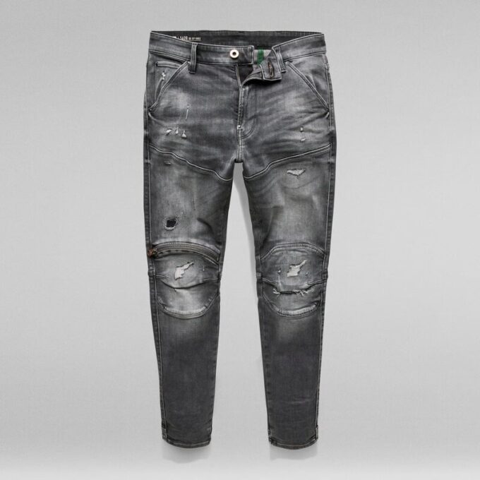 5620 3D Dragkedja Knä Skinny Jeans