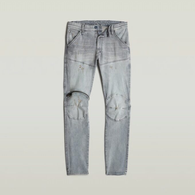 5620 3D Dragkedja Knä Skinny Jeans