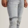 5620 3D Dragkedja Knä Skinny Jeans