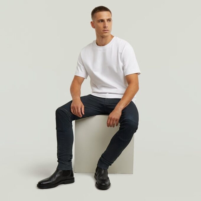 5620 3D Dragkedja Knä Skinny Jeans