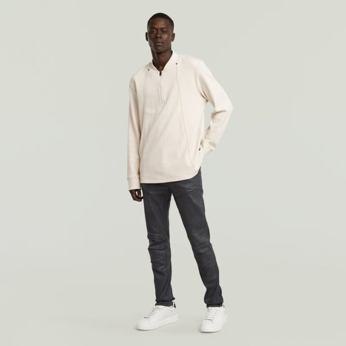 5620 3D Dragkedja Knä Skinny Jeans