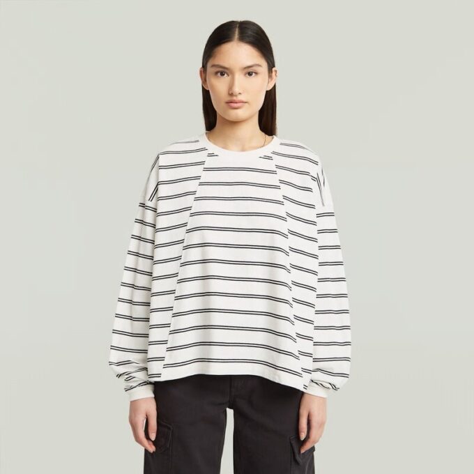 A-linjeformad randig överdimensionerad t-shirt A-linjeformad randig överdimensionerad t-shirt