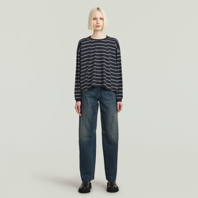 A-linjeformad randig överdimensionerad t-shirt A-linjeformad randig överdimensionerad t-shirt