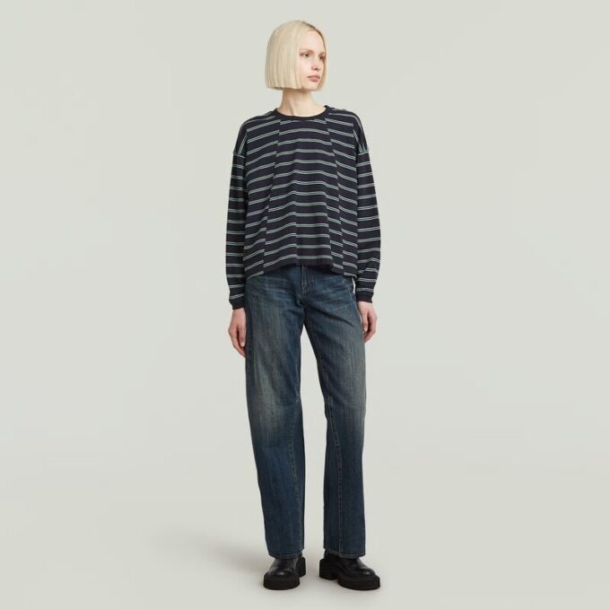 A-linjeformad randig överdimensionerad t-shirt A-linjeformad randig överdimensionerad t-shirt