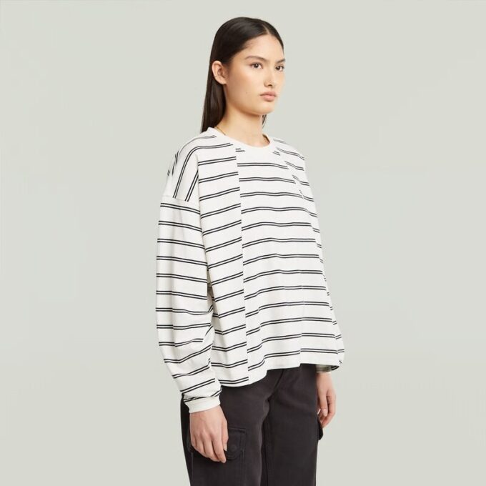 A-linjeformad randig överdimensionerad t-shirt A-linjeformad randig överdimensionerad t-shirt