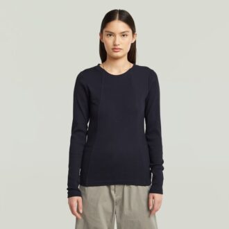 A-linjeformad smal ribbad t-shirt