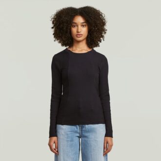 A-linjeformad smal ribbad t-shirt