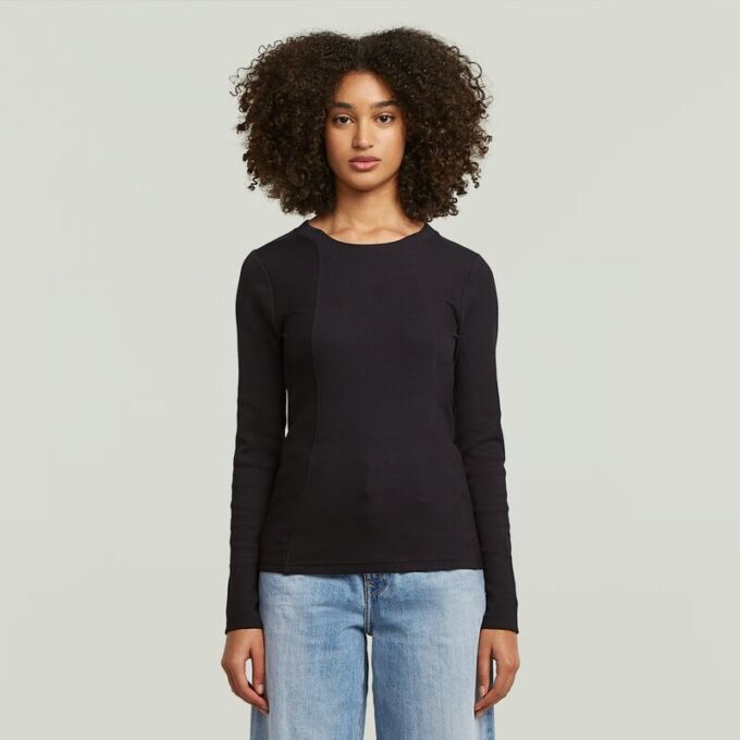 A-linjeformad smal ribbad t-shirt A-linjeformad smal ribbad t-shirt