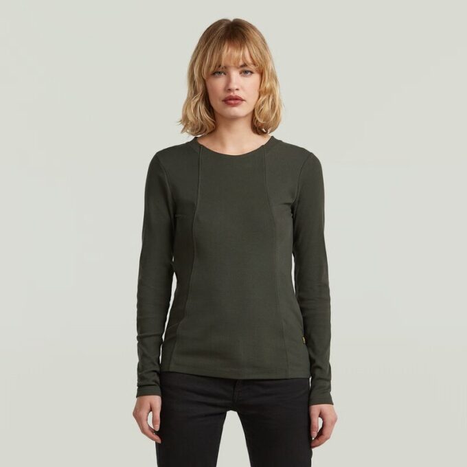 A-linjeformad smal ribbad t-shirt A-linjeformad smal ribbad t-shirt