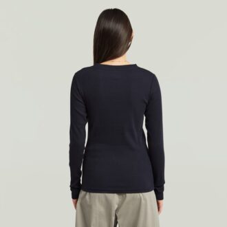 A-linjeformad smal ribbad t-shirt