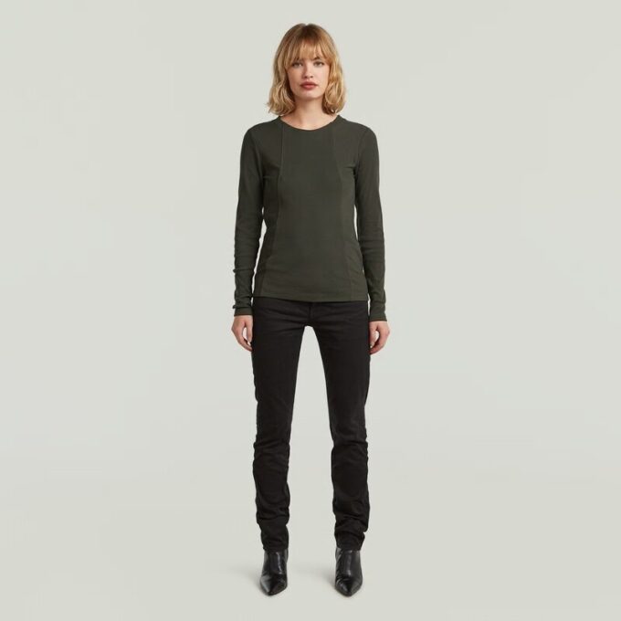 A-linjeformad smal ribbad t-shirt A-linjeformad smal ribbad t-shirt