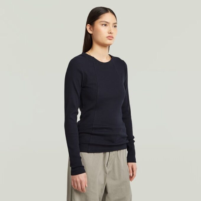 A-linjeformad smal ribbad t-shirt A-linjeformad smal ribbad t-shirt