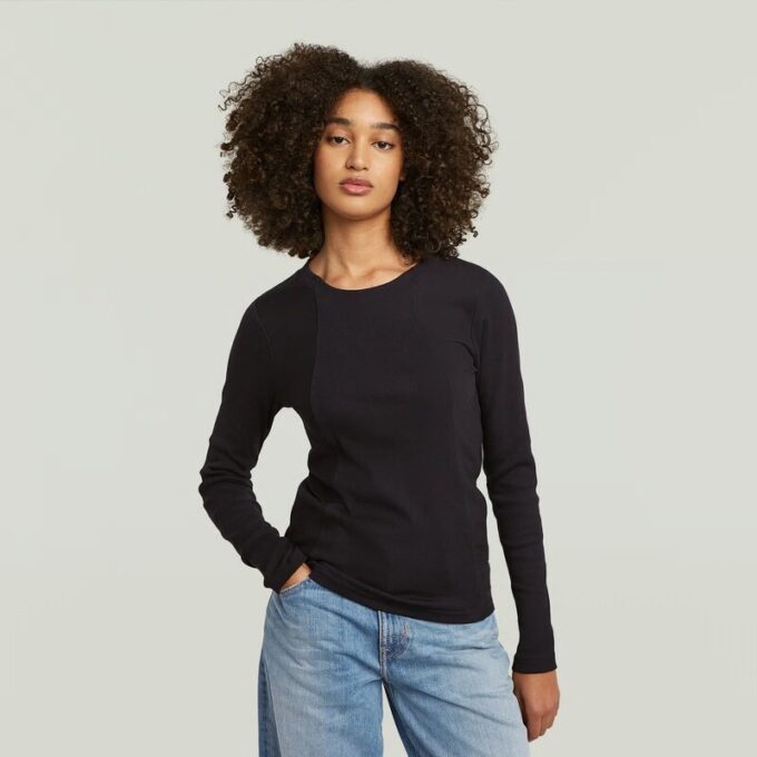 A-linjeformad smal ribbad t-shirt A-linjeformad smal ribbad t-shirt