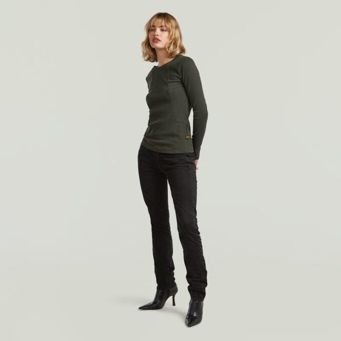 A-linjeformad smal ribbad t-shirt A-linjeformad smal ribbad t-shirt