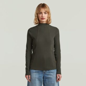 A-linjeformad smal ribbad t-shirt med mockupmönster