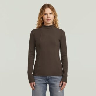 A-linjeformad smal ribbad t-shirt med mockupmönster