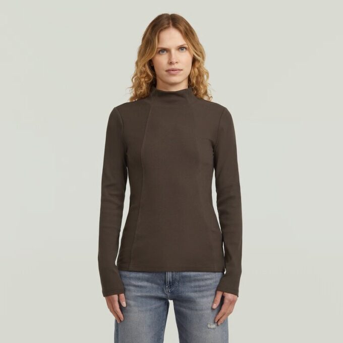 A-linjeformad smal ribbad t-shirt med mockupmönster A-linjeformad smal ribbad t-shirt med mockupmönster