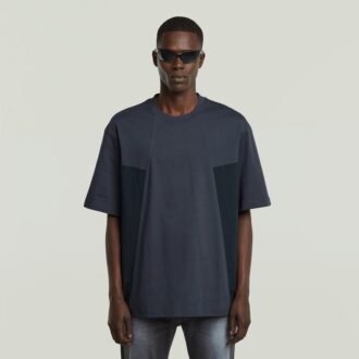 A-linjeformad vävd mix-t-shirt med boxig passform
