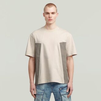 A-linjeformad vävd mix-t-shirt med boxig passform
