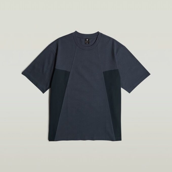 A-linjeformad vävd mix-t-shirt med boxig passform