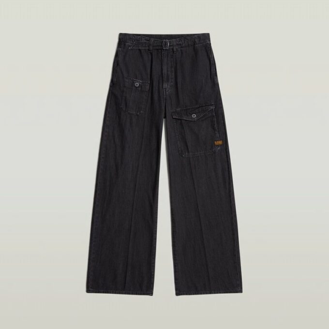 Cargo Jeans med bälte och lösa axelband