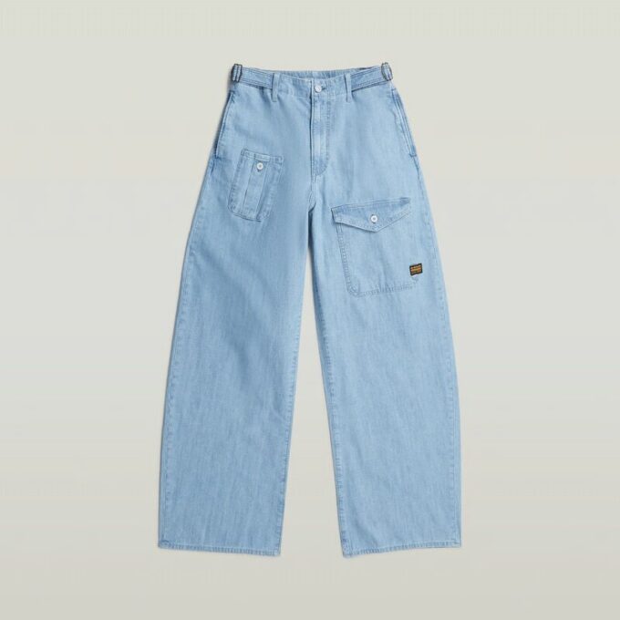 Cargo Jeans med bälte och lösa axelband