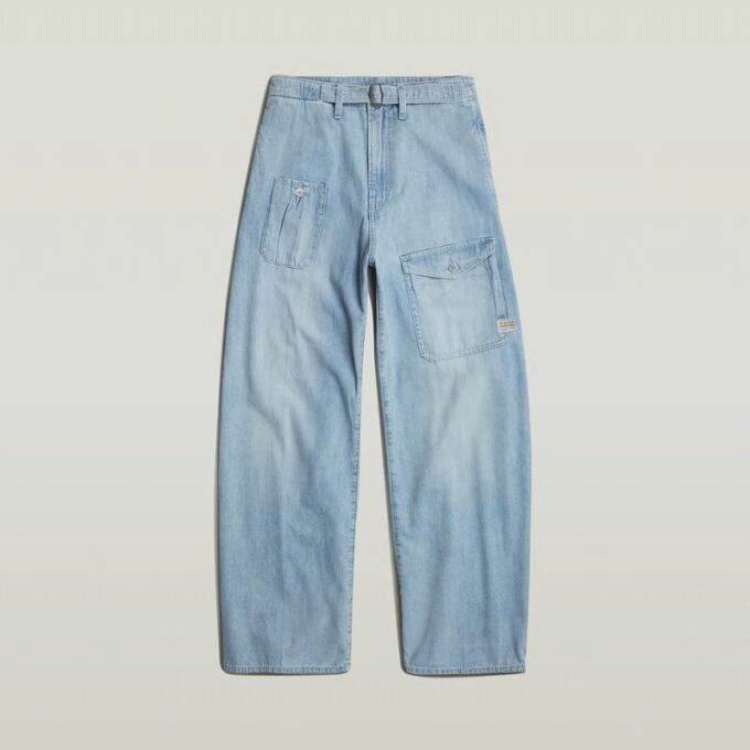 Cargo Jeans med bälte och lösa axelband