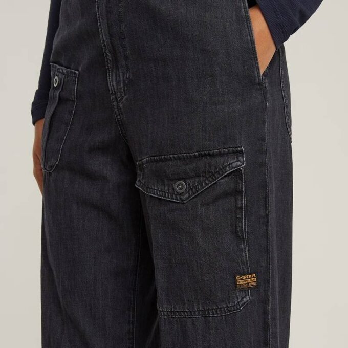 Cargo Jeans med bälte och lösa axelband