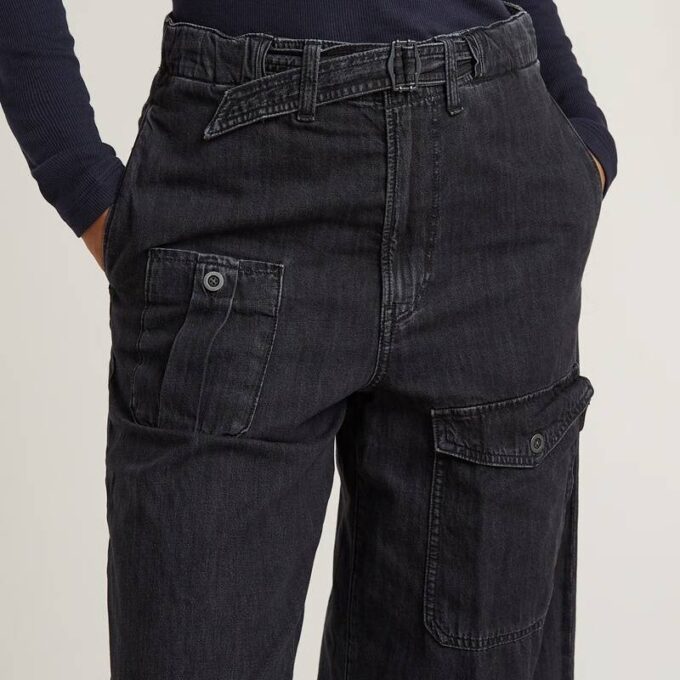 Cargo Jeans med bälte och lösa axelband