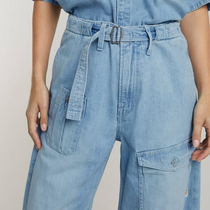 Cargo Jeans med bälte och lösa axelband