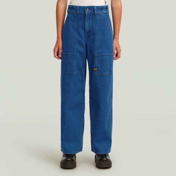 Flickjeans med hög lös passform och barrel utility-mönster Flickjeans med hög lös passform och barrel utility-mönster