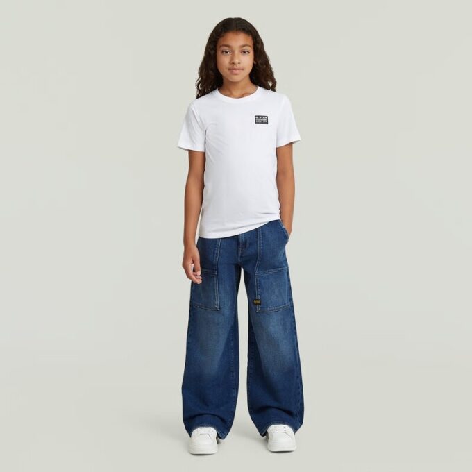 Flickjeans med hög lös passform och barrel utility-mönster Flickjeans med hög lös passform och barrel utility-mönster