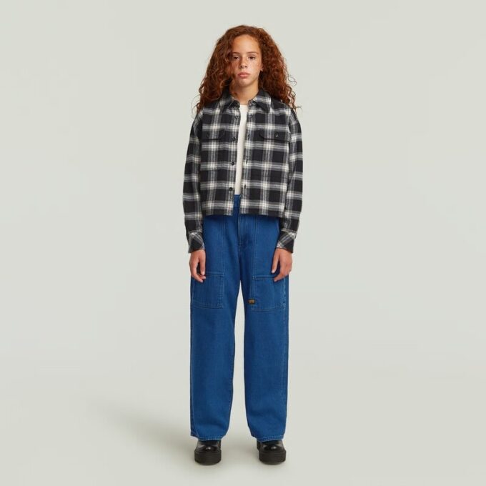 Flickjeans med hög lös passform och barrel utility-mönster Flickjeans med hög lös passform och barrel utility-mönster