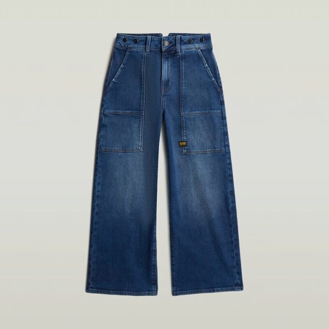 Flickjeans med hög lös passform och barrel utility-mönster Flickjeans med hög lös passform och barrel utility-mönster