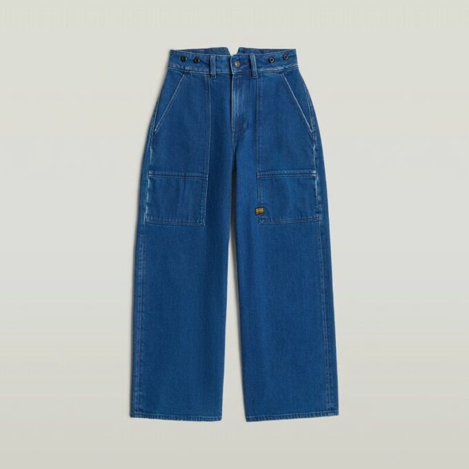 Flickjeans med hög lös passform och barrel utility-mönster Flickjeans med hög lös passform och barrel utility-mönster