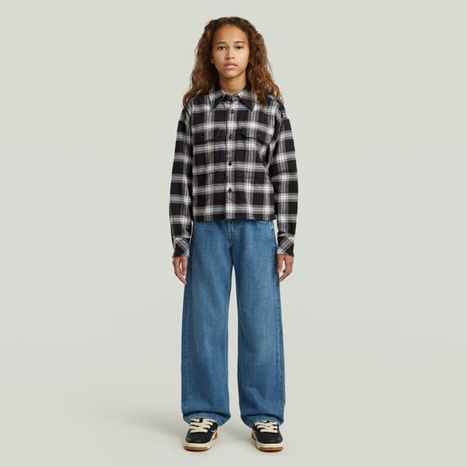 Flickor Beskuren T-shirt Med Fickor Flickor Beskuren T-shirt Med Fickor