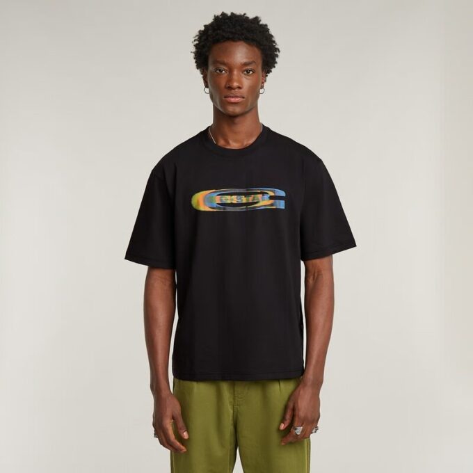Färgskiftande Old Skool-logotyp Boxig t-shirt Färgskiftande Old Skool-logotyp Boxig t-shirt