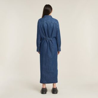 Lång skjortklänning med flik Lång skjortklänning med flik